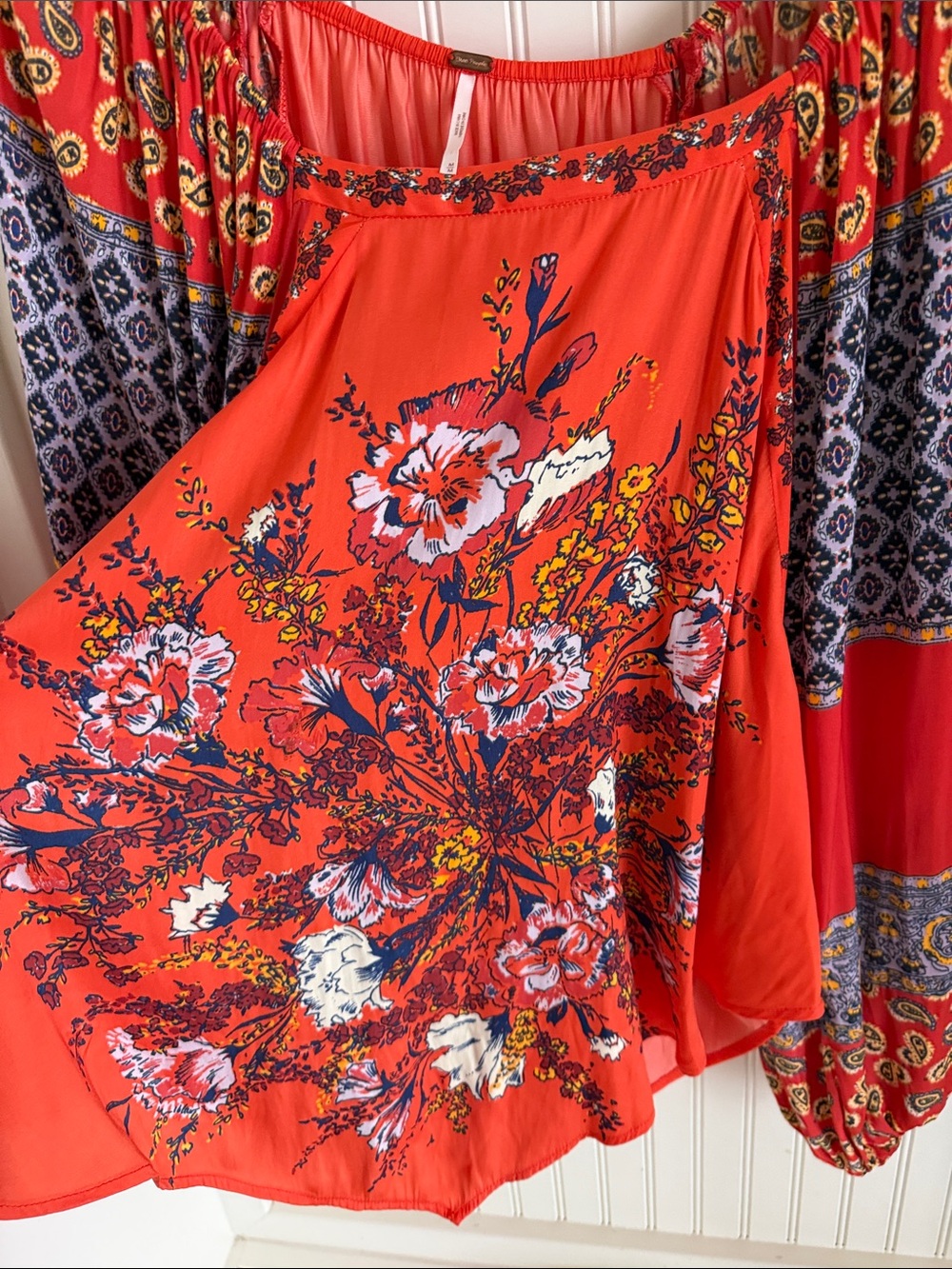 Free People “Positano Printed Blouse” (Red) - Picture 6 of 7
